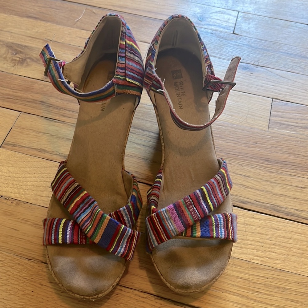 White Mountain colorful cork sandal heels